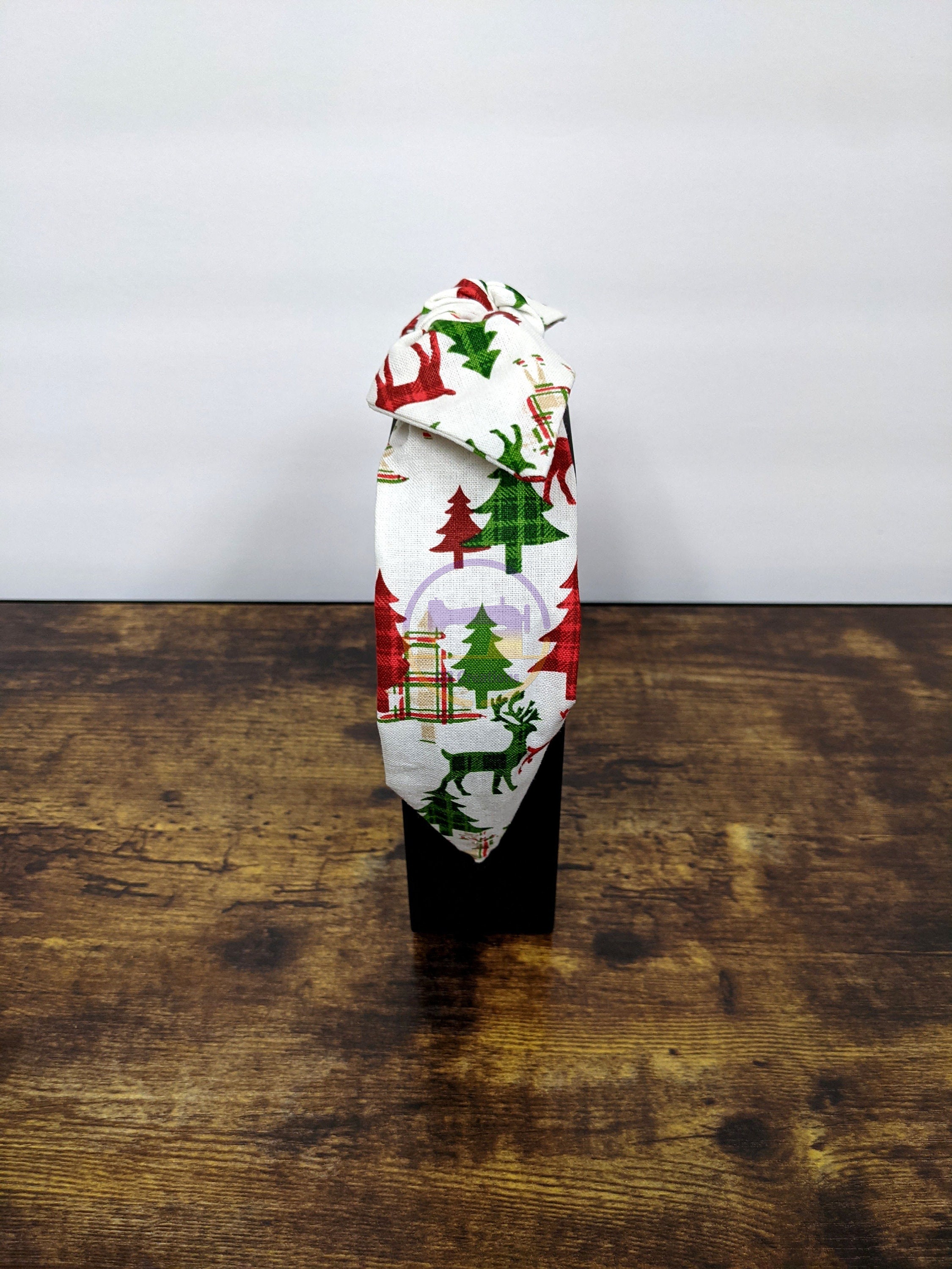 Plaid Snowflake Print Knot Christmas Headband Holiday Plaid Knot Headband | Twine and Love | Christmas  main image 2