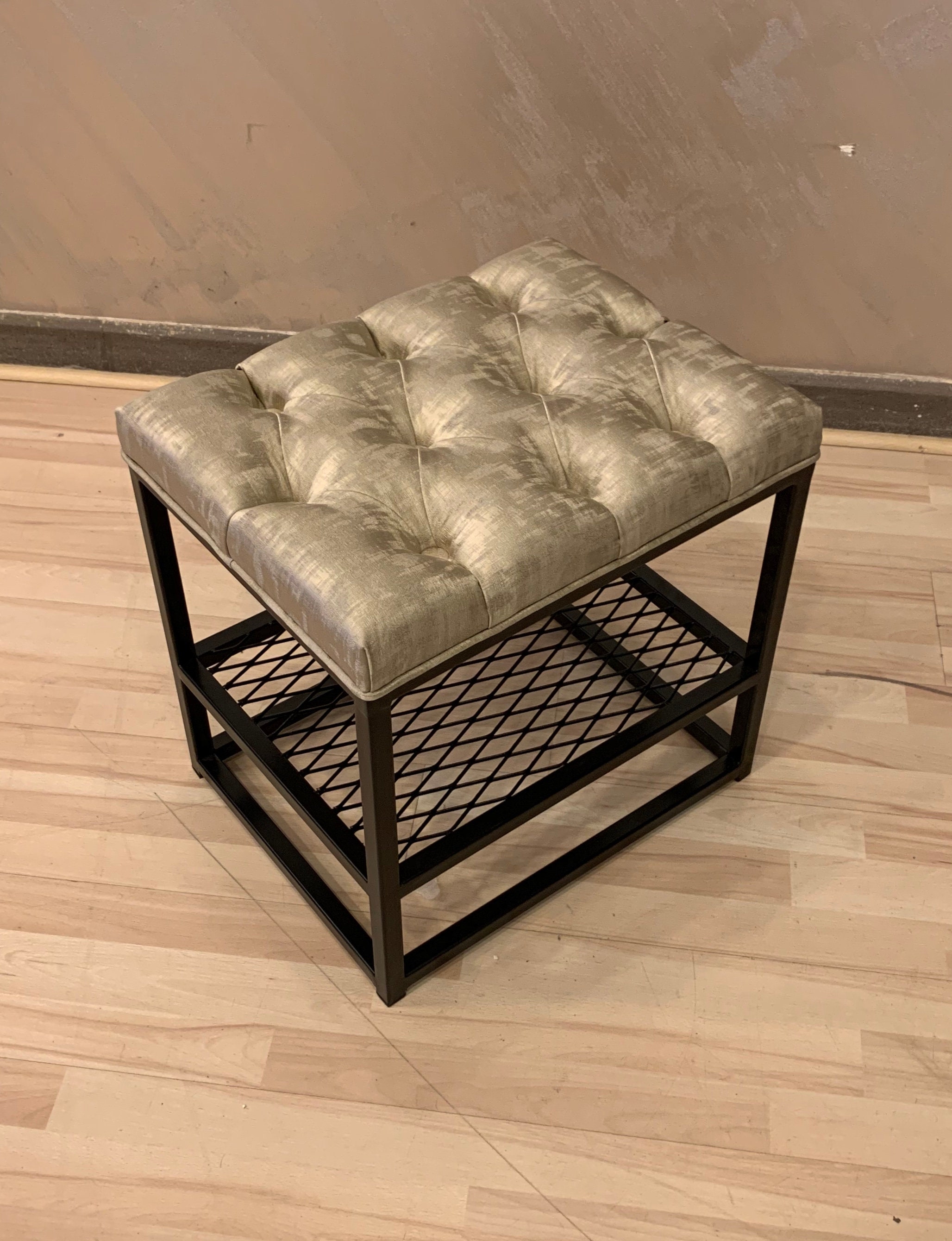 shoe bench on Shoe Rack Shoe Storage Shoe Bench Deep Buttoned Shoe Stool Etsy