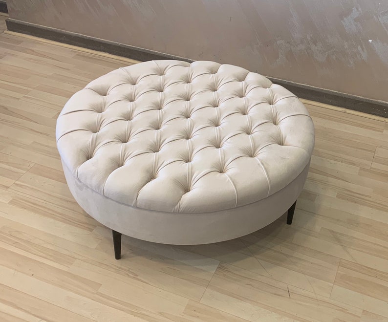 Large round deep footstool coffee table bench Etsy