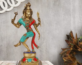 Brass Ardhanarishvara Ardhnarishwar Statue (Half Shiva & Parvati)