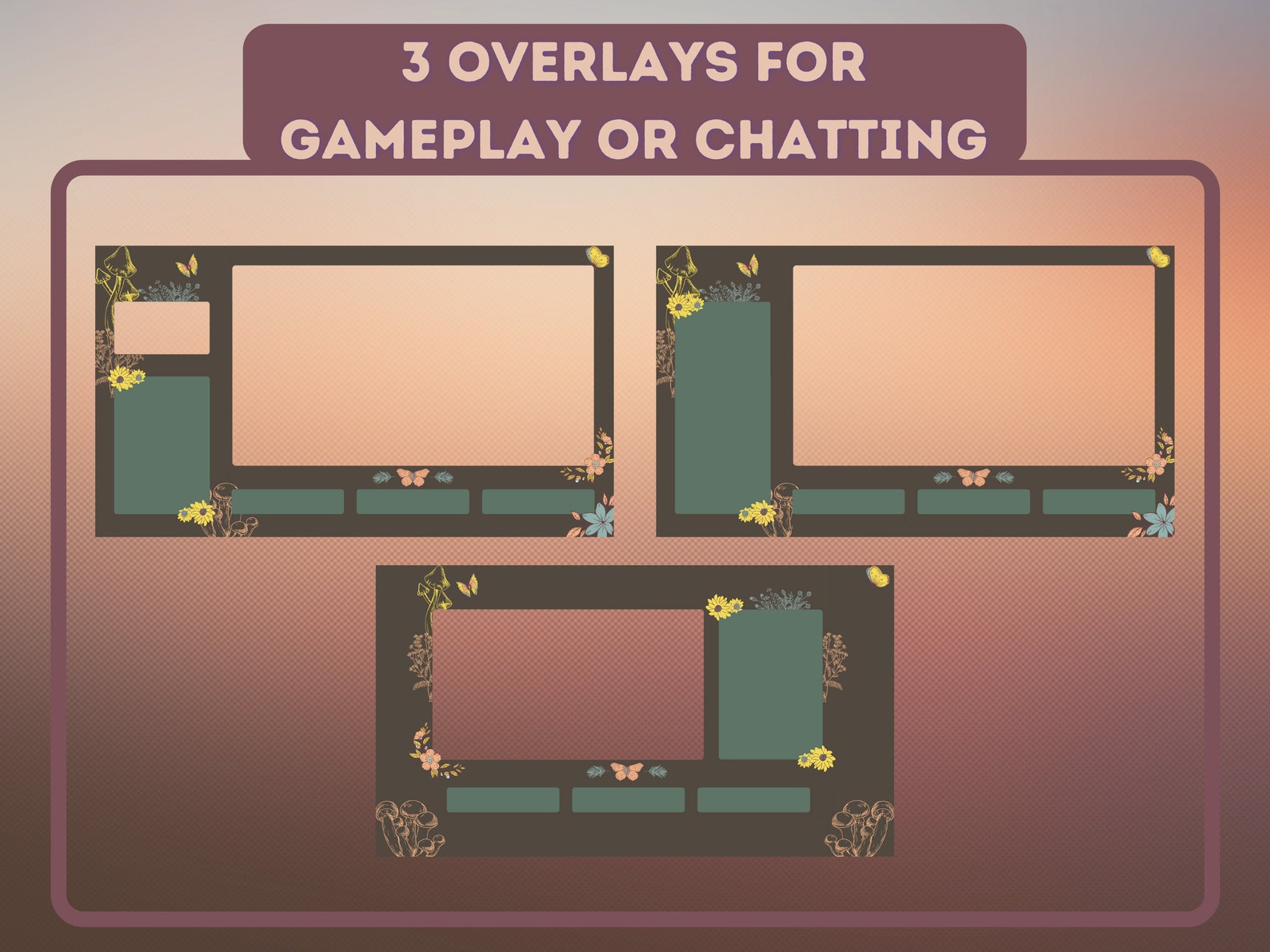 Twitch Stream Overlay Package / Nature / Cottagecore / Etsy