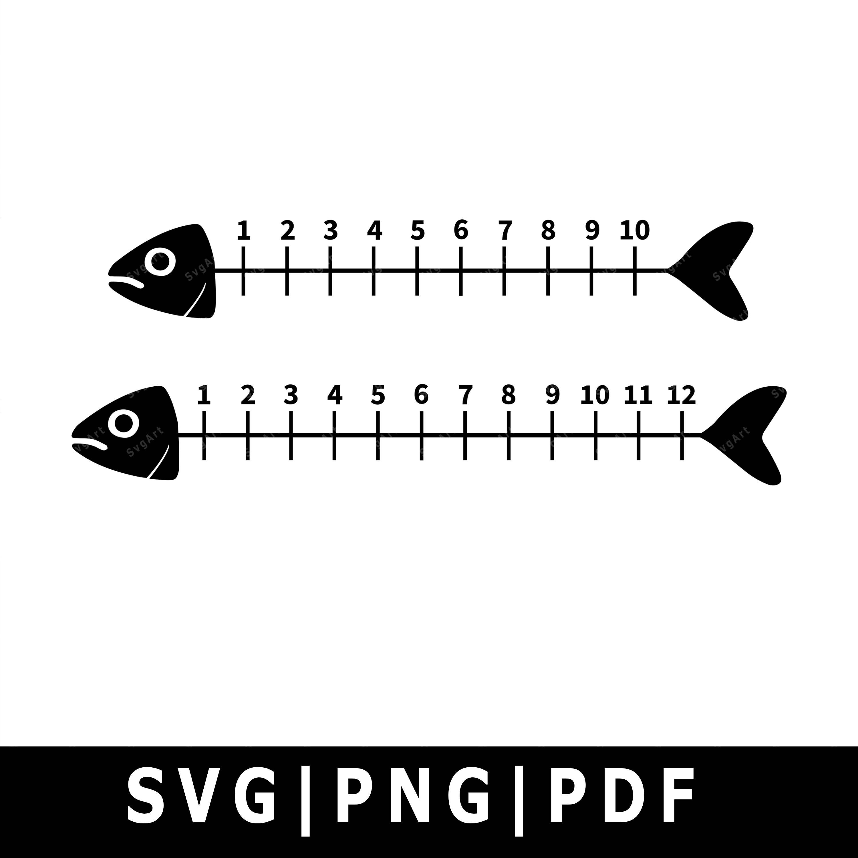 Fish ruler svg PNG PDF Cricut Silhouette Cricut svg | Etsy