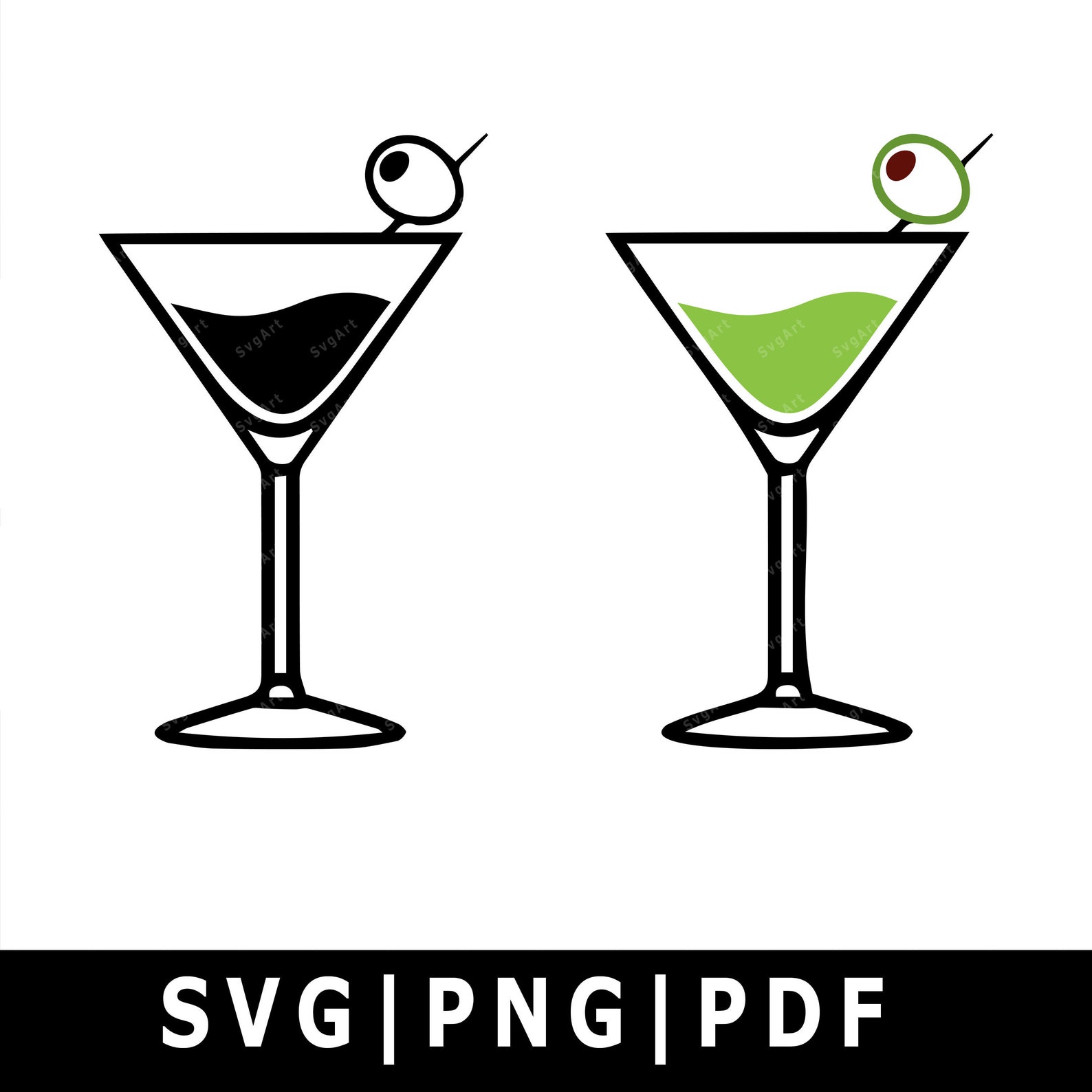 Martini Glass SVG PNG PDF Cricut Silhouette Cricut svg Etsy