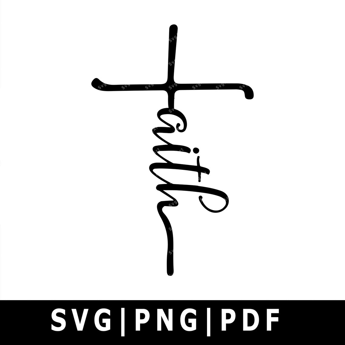 Faith Cross in cursive SVG PNG PDF Cricut Cricut svg | Etsy