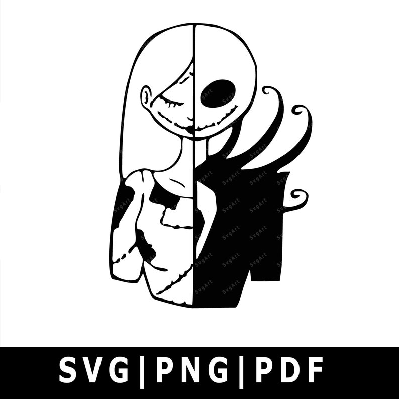 238+ Jack And Sally Silhouette Svg