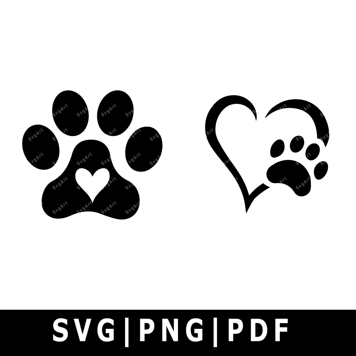 Hund Pfote Herz SVG PNG PDF Cricut Silhouette Cricut Svg Etsy