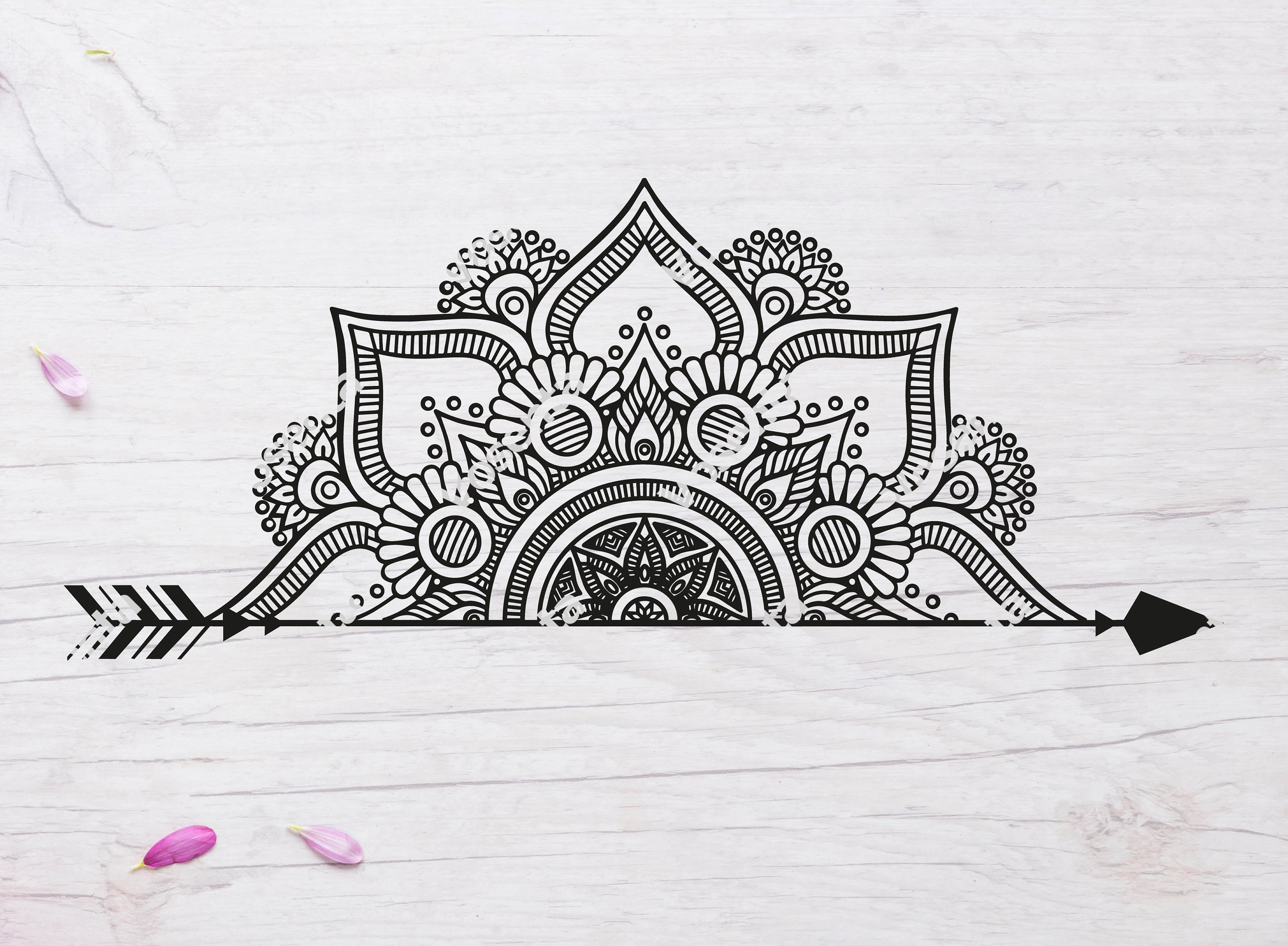 Download Half Mandala Design Svg Png Pdf Cricut Silhouette Cricut Etsy