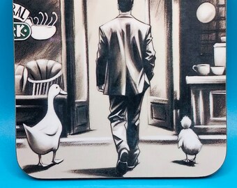 Matthew Perry printed coaster, Chandler bing, chick and duck, coffee house, in memory of, tv show, friends, decor, gift idea, coaster, bing