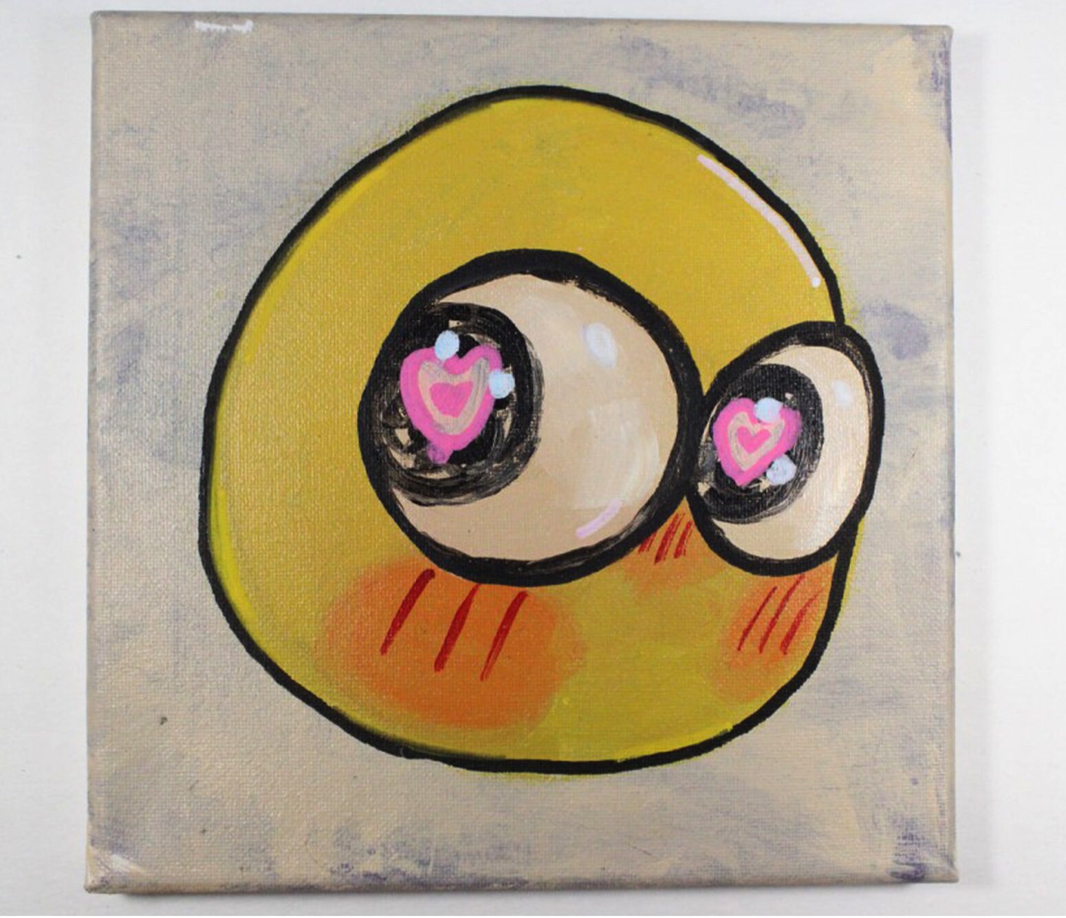 Cursed Emoji 13. Acrylic on canvas. 12 inch diameter tondo #painting # cursedemoji #ye