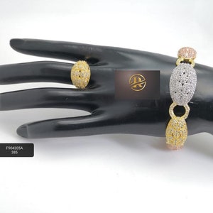 3 tones Brazilian Bracelet sets, rose gold, white gold and yellow gold, wedding and all occasions Juweries set