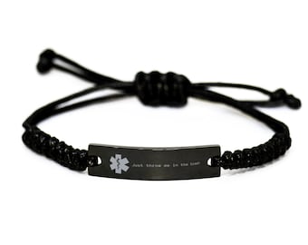 Medical Alert Bracelet,just Throw Me In The Trash,funny,medical Id Identification Bracelet,black Rope Bracelet