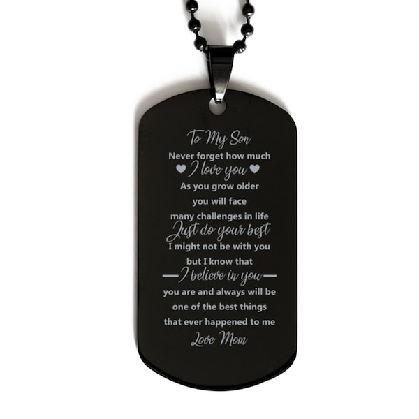To My Son Never Forget How Much I Love You Love Dad Dog Tag Necklace Birthday Anniversary Graduation Military Gift