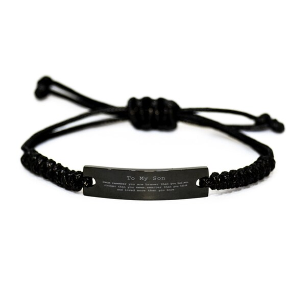 Son Gift For Son to My Son Always Remember You Are Braver Than You Believe bracelet From Mom Dad christmas Gift For Son