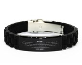 To My Son i promise you Love Mom Black Bracelet Wristband Jewelry Birthday Graduation Anniversary Inspirational Gift For Men