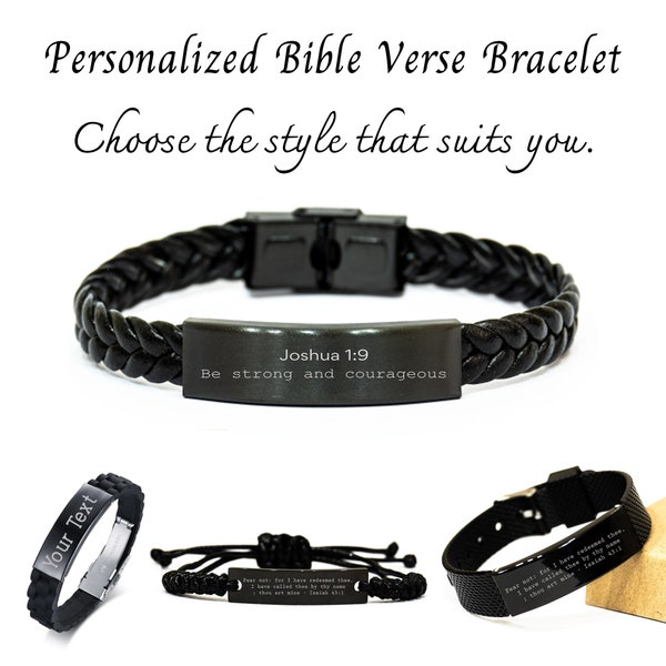 Personalized Bible Verse Bracelet,Gift for Him Men Christian,Inspirational Bible Quotes Bracelet,Custom Engraved Scripture Bracelet