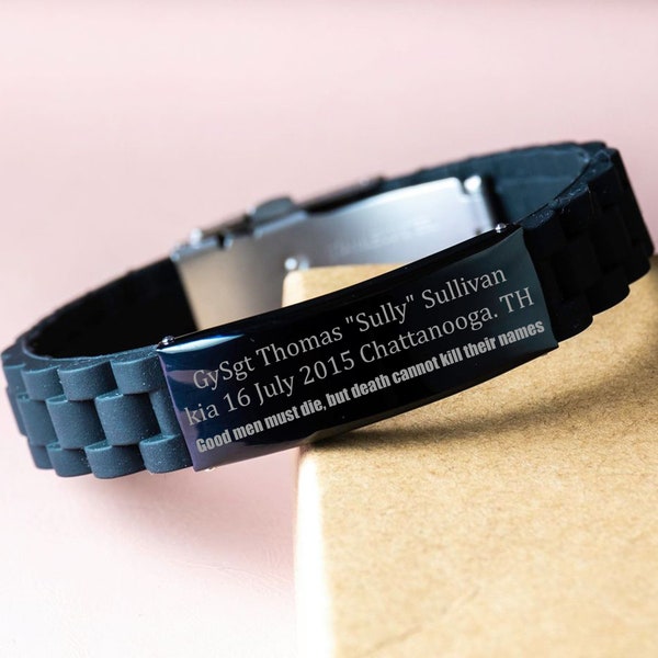 Memorial Bracelet , Military , Memorial Cuff , Aluminum Memorial / KIA Bracelet , Honor the Fallen , Memorial jewelry ,Black Bracelet