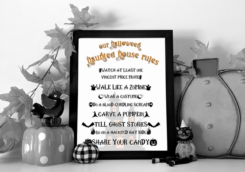 Our Halloween Haunted House Rules Wall Art Printable Etsy