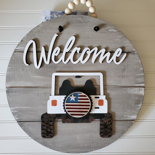 Off Road Vehicle Welcome Sign, Interchangeable Door Hanger w/11 Attachments. SUV , Birthday Gift, Housewarming Gift, Birthday Day Gift