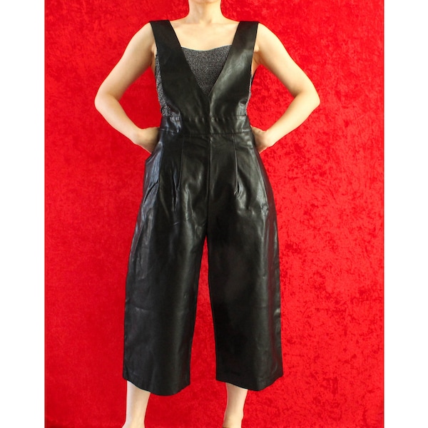 Faux Cuir Rompers Casual Trending Jumpsuit Taille S / 36 Noir