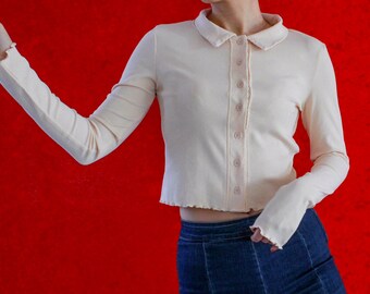 Crop Top Beige Long Sleeves S