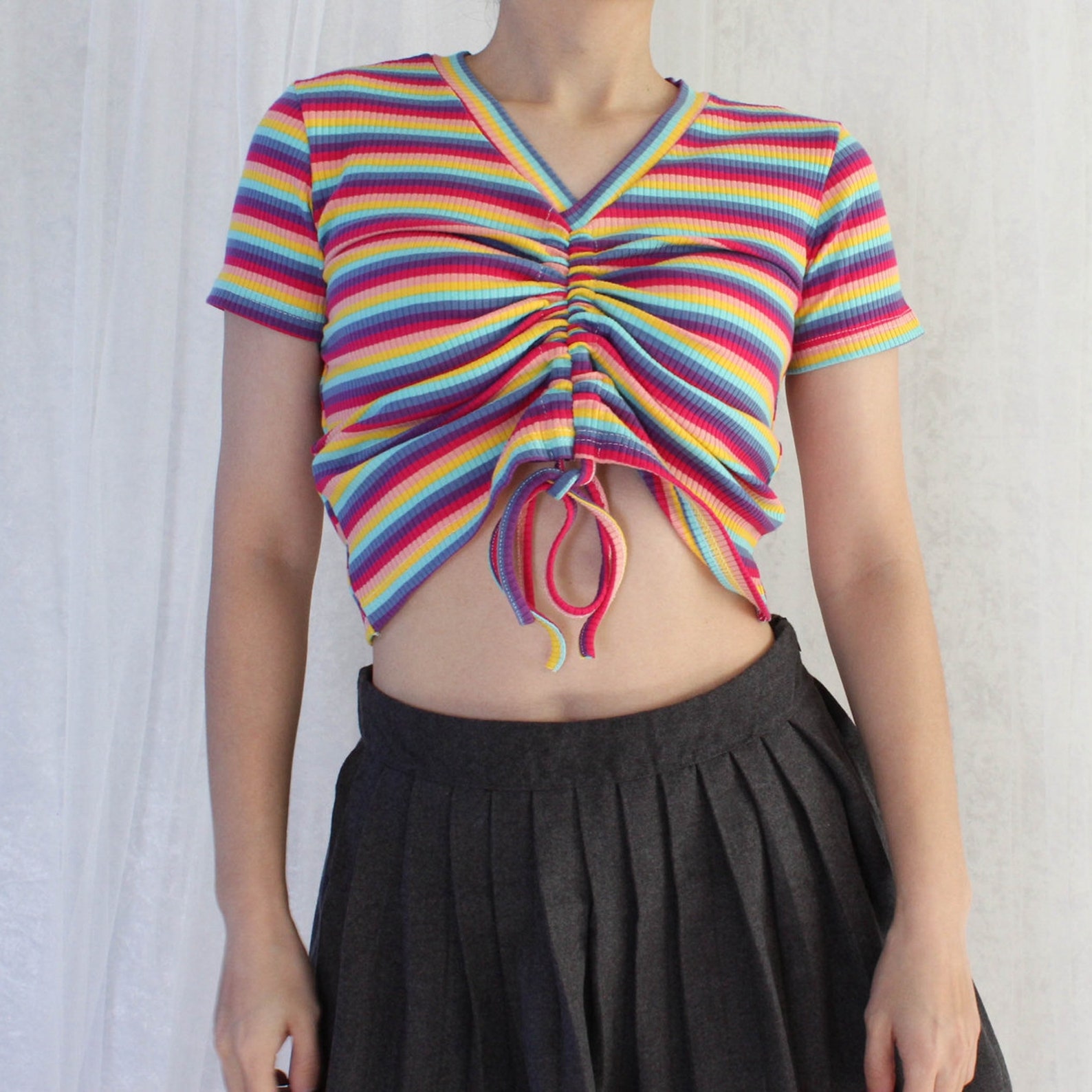 Crop Top Regenboog Rainbow Color Shirt Size S/36 | Etsy