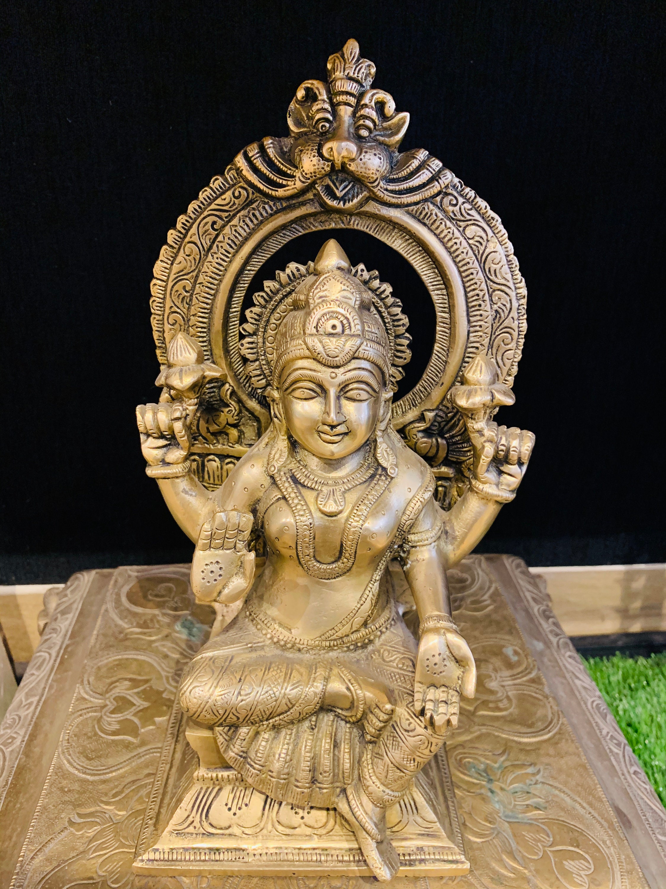 Goddess Lakshmi Brass Statue Height30cms Weight 5178 Etsy