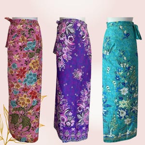 Pareo Batik con cuerda, disponible en tallas grandes y colorido para playa, para verano, telas batik de Bali, textiles, ropa y flores decorativas.