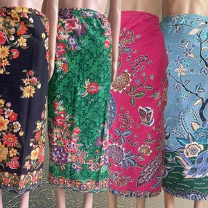 One Piece Batik Sarong Wrap with Rope 40"X55" Colorful Summer Beach Cover Ups, Bali Batik Fabric Textiles Clothes Decorative Floral Flower