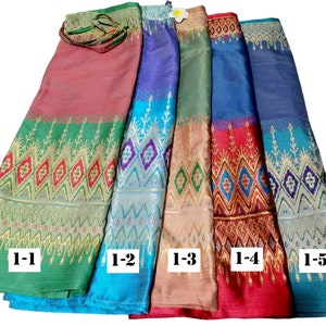 Paréo traditionnel thaïlandais enveloppant, jupe sarong portefeuille taille unique, robe thaï, robe fourreau, robe longue bohème en batik de Bali, prêt-à-porter réglable 1-5