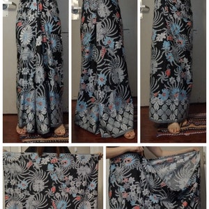 Batik Sarong Wrap 72" X 46" Colorful Summer Beach Cover Ups, Bali Batik Fabric Textiles Clothes & Decorative Clothes - Floral Flower Dress image 7