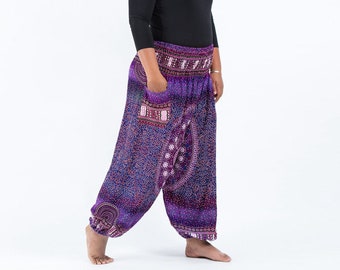 Pantalon thaïlandais taille plus, pantalon Boho avec poche, pantalon de yoga Harem de taille extra grande, pantalon de danse hippie confort, festival d’impression Boho