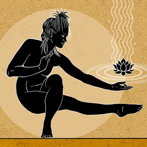 Lotus Goddess  - Romantic Yoga Silhouette Art Print