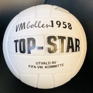 1958 World Cup Sweden Leather Soccer Ball Final Match ball size 5, Top Star (White) Football for Collectible & Display, Gift for Him