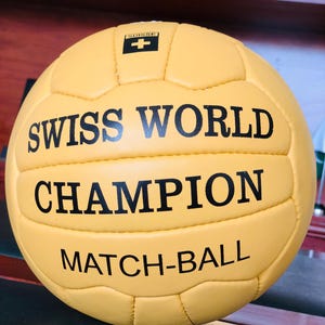WorldCup 1954 Leather Soccer Ball Size 5, Hand-Stitched Retro Vintage Match Ball, Swiss World Champion Display Soccer Ball Gift for Fans