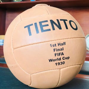 1930 World Cup Soccer Ball Size 5 – 1st Half Final | Vintage Leather Football | Hand Stitched Retro Ball, Collectible Gift for Soccer Fans
