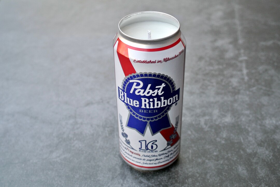 Pabst Blue Ribbon PBR 16oz Candle in Upcycled Beer Can scent Blue