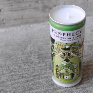 Prophecy Sauvignon Blanc Candle in Upcycled Wine Can scent: Bamboo Coconut Hand-Poured Candle in Repurposed Prophecy Wine Can image 1