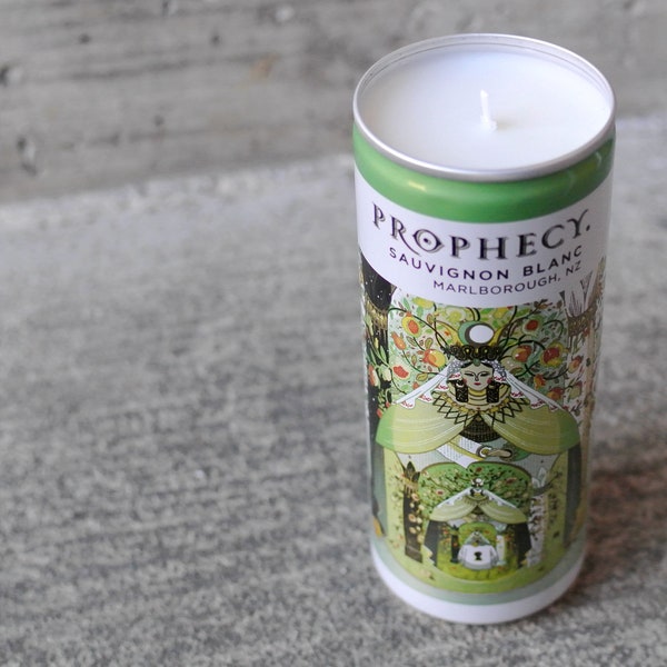 Prophecy Sauvignon Blanc | Candle in Upcycled Wine Can | (scent: Bamboo Coconut) | Hand-Poured Candle in Repurposed Prophecy Wine Can