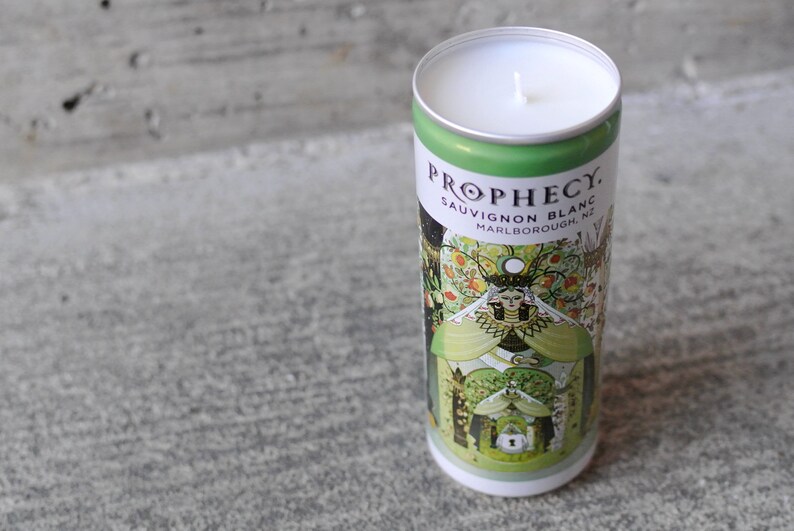 Prophecy Sauvignon Blanc Candle in Upcycled Wine Can scent: Bamboo Coconut Hand-Poured Candle in Repurposed Prophecy Wine Can image 1