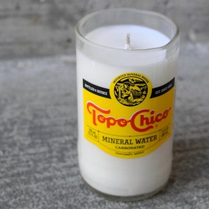 Handmade Topo Chico Candle: Clear Glass, Customizable Scent (12oz)