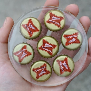 Miller High Life | Handmade Coaster from Repurposed Miller High Life Beer Bottle Caps