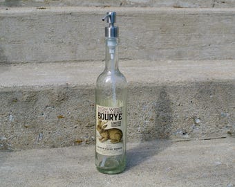 Reusable Soap Pump Made from Upcycled High West Bourye Limited Sighting Straight Whiskey Glass Bottle + Custom-Fit Stainless Steel Dispenser