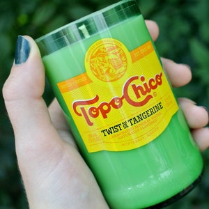 Topo Chico Tangerine Candle: Upcycled Bottle, Natural Soy Wax