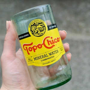 Handmade Topo Chico Drinking Glass: Upcycled Bottle (16.9oz)