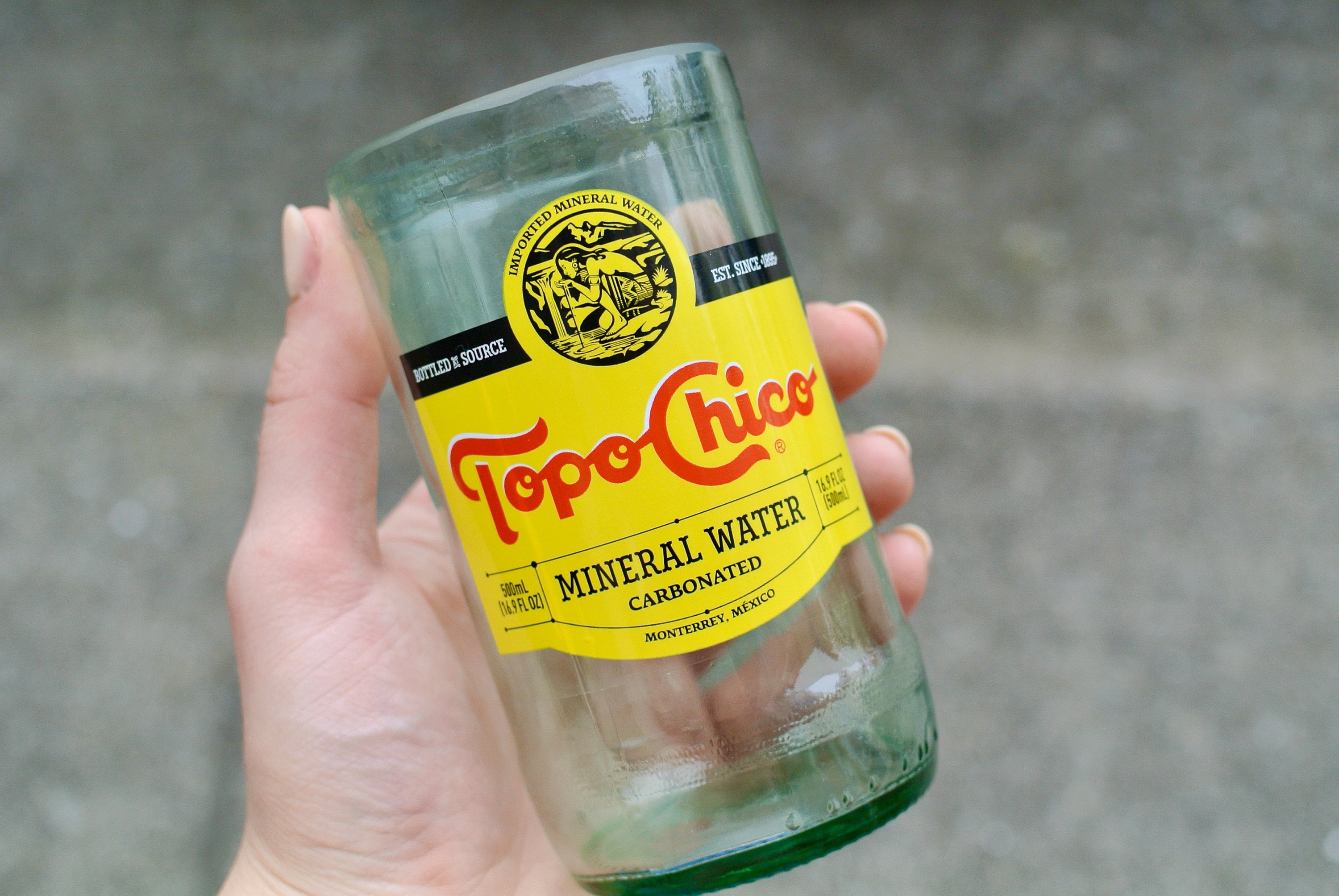 Topo Chico LARGER 500ml SIZE Taller Cut Drinking Glass Handmade From