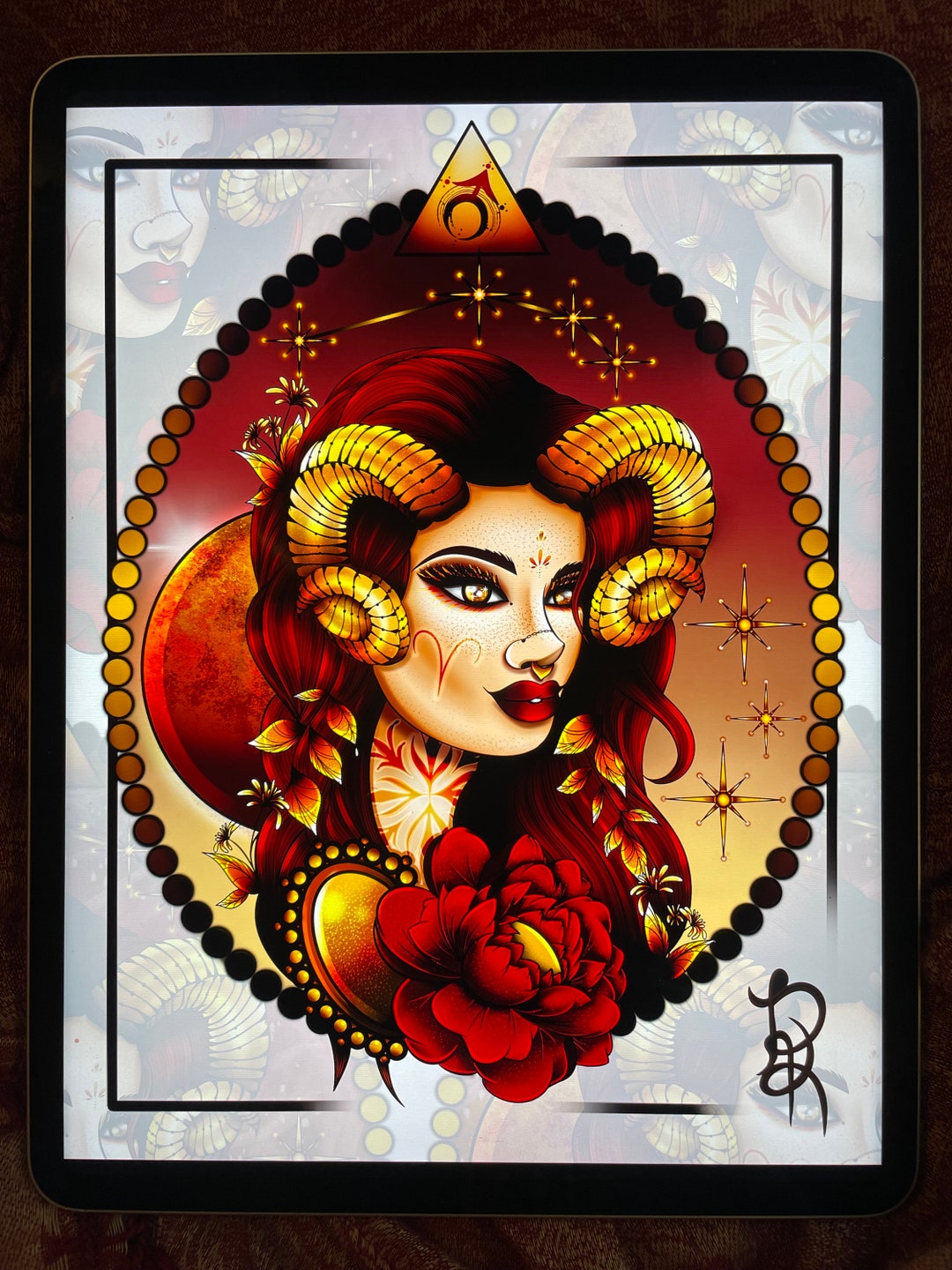 Aries Zodiac Astrology Goddess Art Print Fire Sign Aries Gift Aries ...