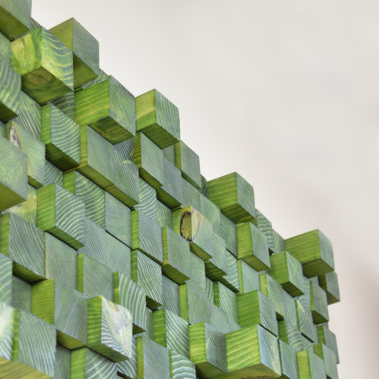 Modern Wood Wall Art, Wood Wall Sculpture, Green Wood Wall Art, Bedroom