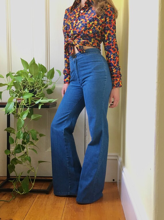 orange bell bottom jeans