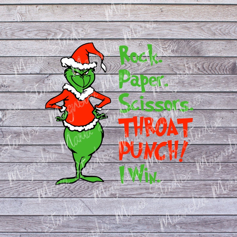 Grinch Rock Paper Scissors Throat Punch SVG Grinch Christmas | Etsy