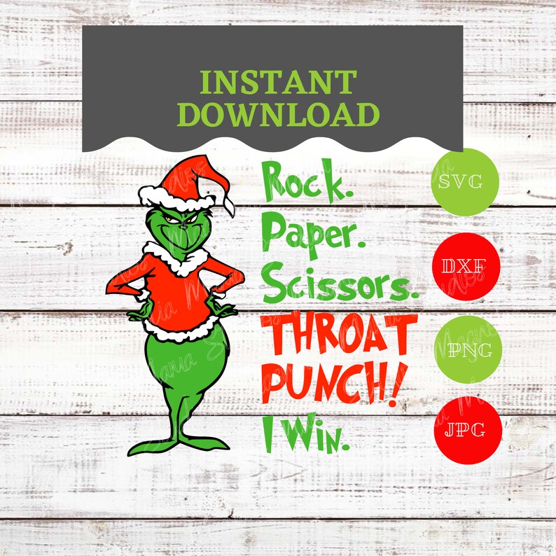 Download Grinch Rock Paper Scissors Throat Punch SVG Grinch ...